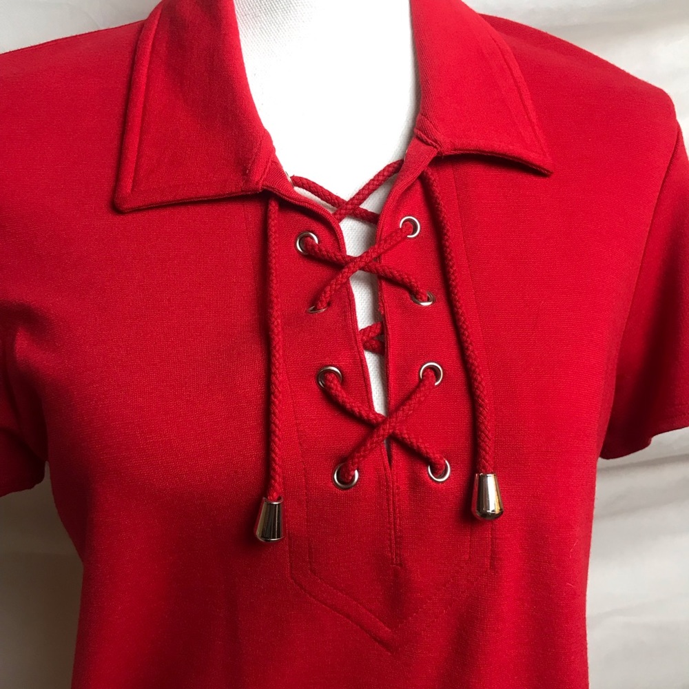 ❤️ Andrea Jovine Red Petite Stretch Dress P
